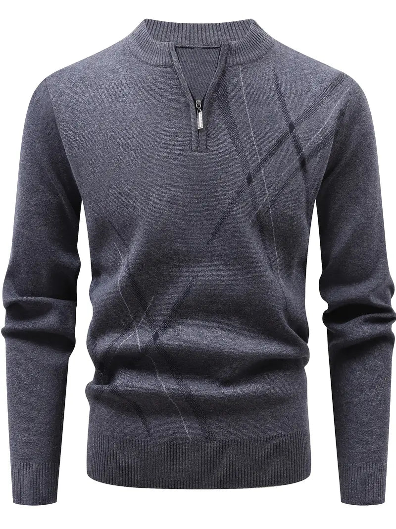 Jersey Ajustado Con Media Cremallera Frontal Y Cuello Redondo Para Hombres | Ideal Para Uso Diario E Informal