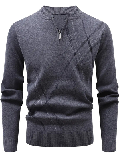 Jersey Ajustado Con Media Cremallera Frontal Y Cuello Redondo Para Hombres | Ideal Para Uso Diario E Informal