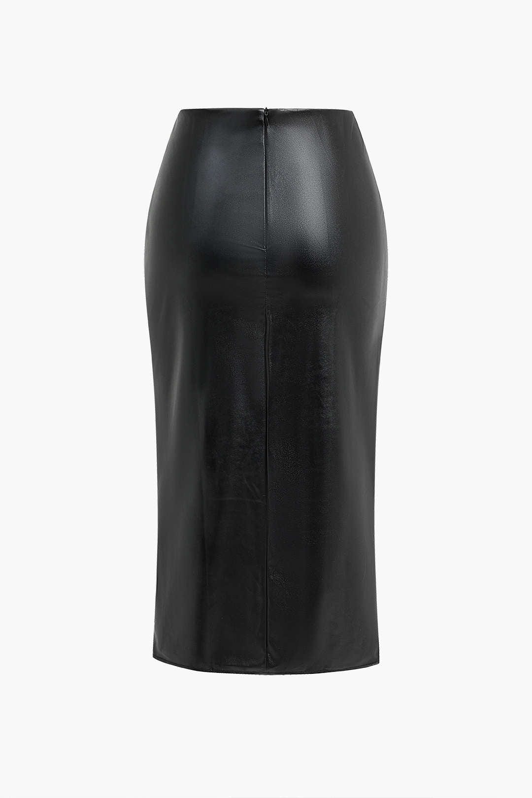 Falda Midi de Talle Alto con Drapados y Fenda Asimétrica para Mujer | Ideal para Uso Diario o Eventos Planificados
