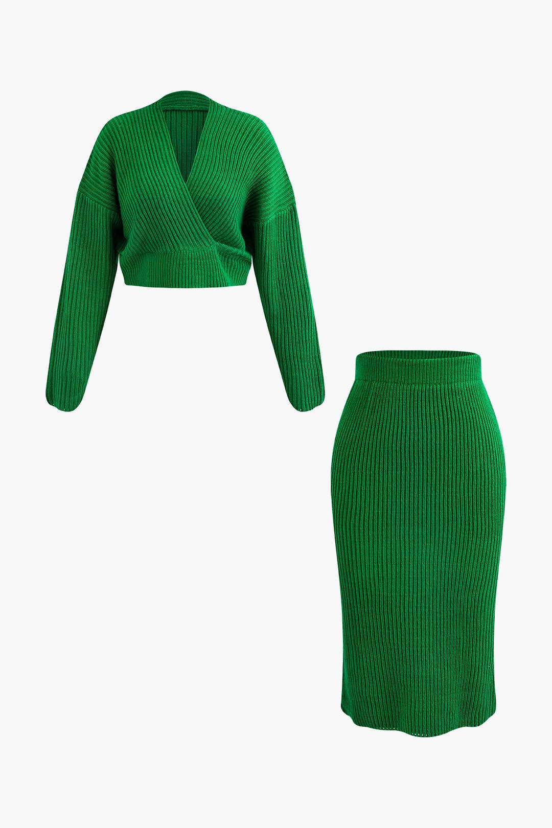 Conjunto De Dos Piezas Para Mujer Con Top Cruzado Y Falda Lápiz | Ideal Para Uso Diario Y Trabajo