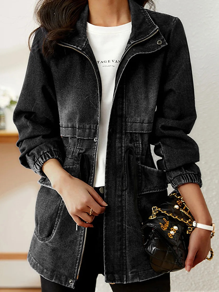 Chaqueta con Cintura Ajustable y Corte Amplio para Mujer | Ideal para la Media Estación