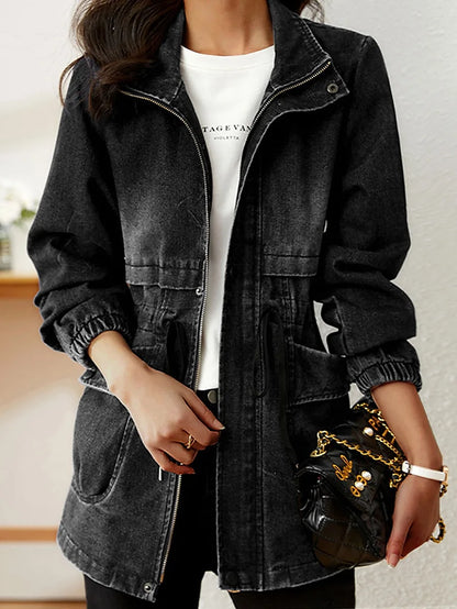 Chaqueta con Cintura Ajustable y Corte Amplio para Mujer | Ideal para la Media Estación