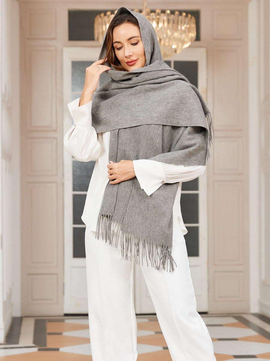 Bufanda de Formato Grande con Flecos para Mujer | Ideal para Otoño e Invierno