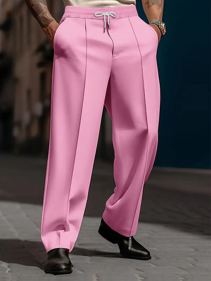 Pantalón Casual de Corte Recto y Amplio con Cintura Elástica para Hombre | Ideal para Uso Diario