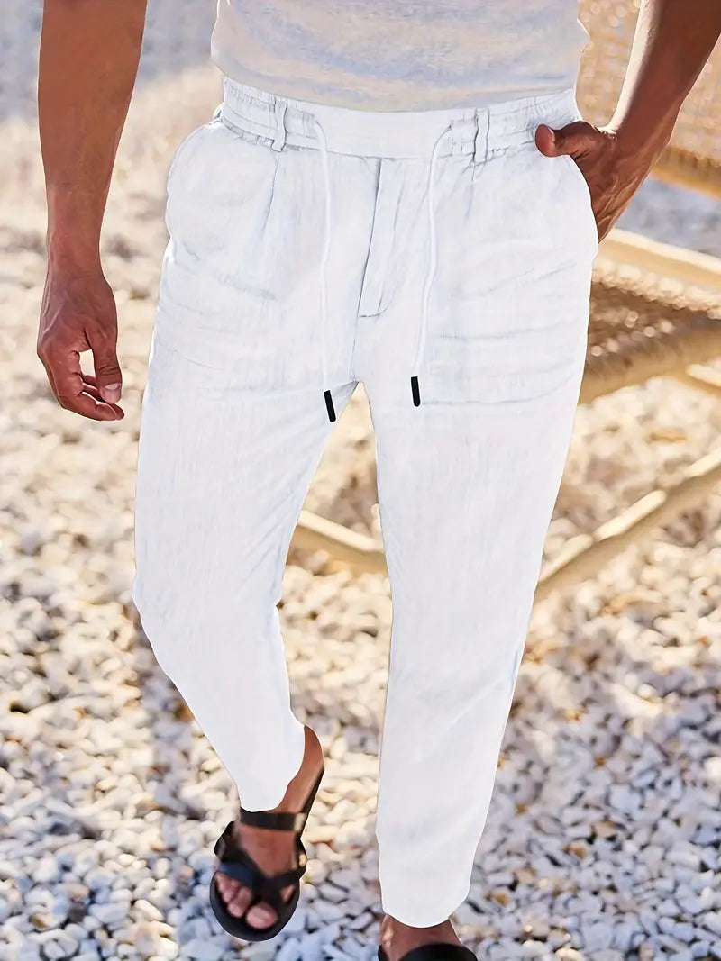 Pantalón Casual de Corte Amplio con Cintura Elástica y Cordón para Hombre | Ideal para Uso Diario