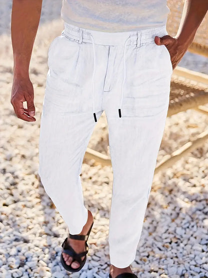 Pantalón Casual de Corte Amplio con Cintura Elástica y Cordón para Hombre | Ideal para Uso Diario