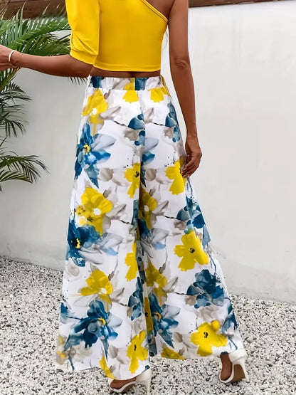 Pantalón Ancho con Estampado Floral Integral para Mujer | Ideal para Días Cálidos y Salidas Informales
