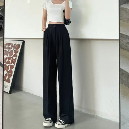 Pantalón de Talle Alto con Corte Amplio y Pliegues para Mujer | Ideal para Uso Diario