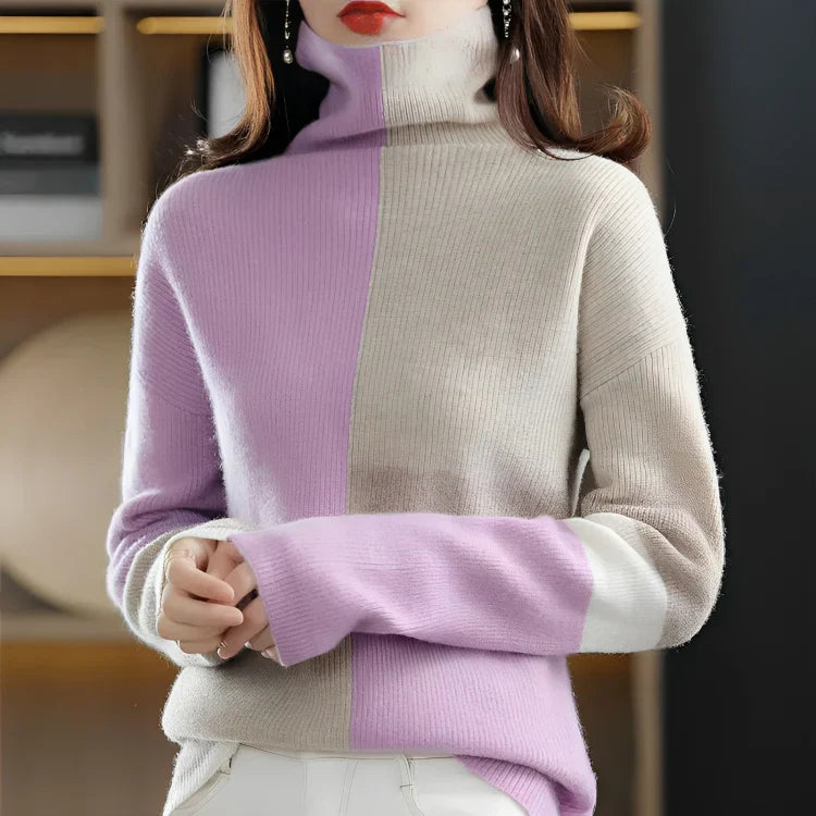 Jersey con Diseño De Colores En Contraste para Mujer | Ideal para Días Fríos