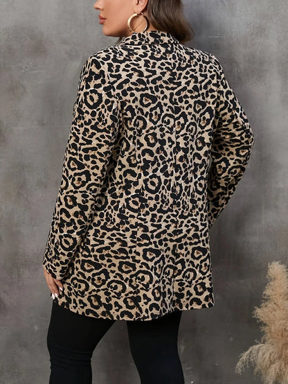 Blazer Largo De Corte Recto Con Estampado Leopardo Para Mujer | Ideal Para Trabajo O Uso Diario