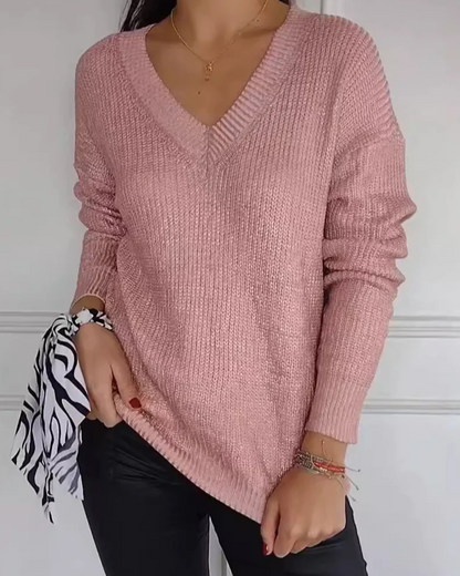 Jersey Con Escote En V Y Acabado Metalizado Para Mujer | Ideal Para Uso Diario Y Todas Las Estaciones