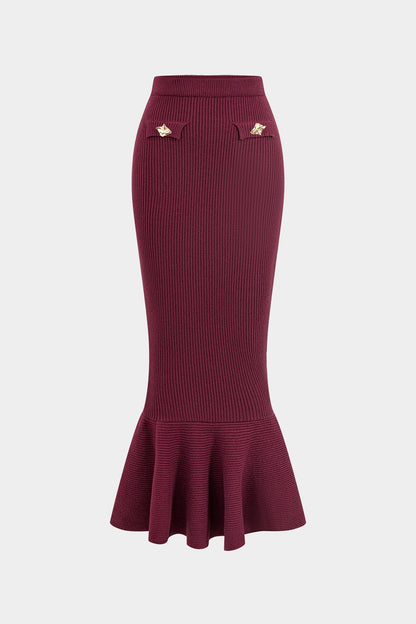 Conjunto De Dos Piezas Para Mujer Con Top Ajustado Y Falda Midi | Ideal Para Uso Diario Y Reuniones Informales