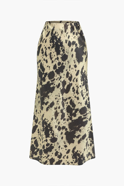 Falda Midi de Talle Alto con Corte A-Línea e Imprimado Animal para Mujer | Ideal para Uso Diario o Eventos Planificados