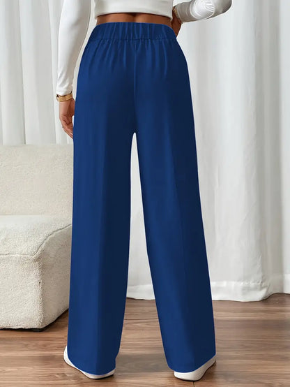Pantalón De Corte Amplio Con Cintura Elástica Y Bolsillos Laterales Para Mujer | Ideal Para Uso Diario