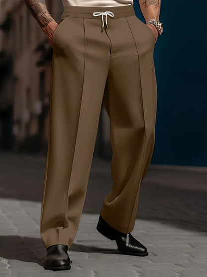 Pantalón Casual de Corte Recto y Amplio con Cintura Elástica para Hombre | Ideal para Uso Diario