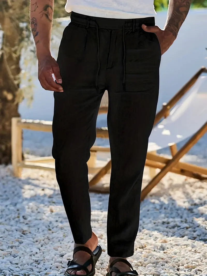 Pantalón Casual de Corte Amplio con Cintura Elástica y Cordón para Hombre | Ideal para Uso Diario