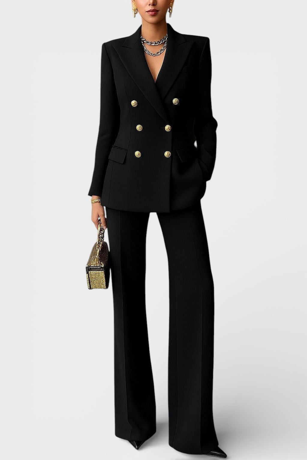 Conjunto de Dos Piezas con Blazer Estructurado y Pantalón a Juego para Mujer | Ideal para Oficina o Uso Diario
