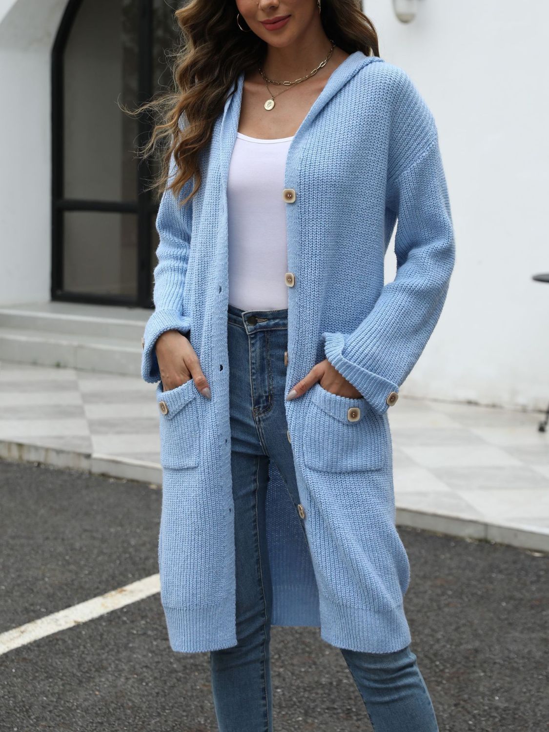Cardigan Largo Con Botones Y Bolsillos Para Mujer | Ideal Para Superposición Y Uso Diario