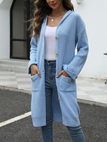 Cardigan Largo Con Botones Y Bolsillos Para Mujer | Ideal Para Superposición Y Uso Diario