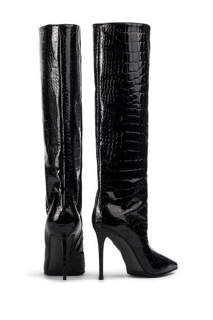 Botas Con Estampado Texturizado Y Tacón Aguja Para Mujer | Ideal Para Ocasiones Nocturnas