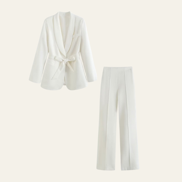 Conjunto De Dos Piezas Con Blazer Ceñido Y Pantalón De Corte Recto Para Mujer | Ideal Para Uso Profesional Y Diario