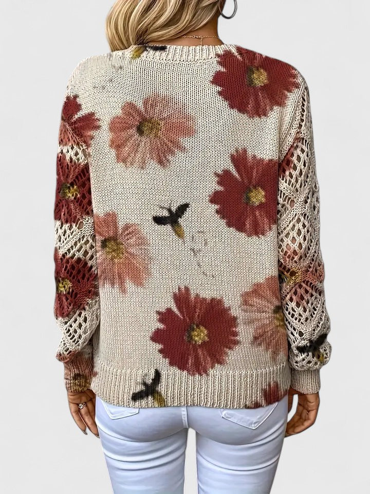 Jersey De Manga Larga Con Motivo Floral Y Cuello En V Para Mujer | Ideal Para Uso Diario