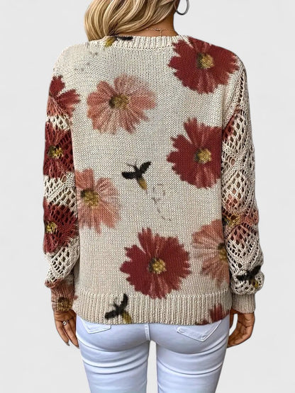 Jersey De Manga Larga Con Motivo Floral Y Cuello En V Para Mujer | Ideal Para Uso Diario
