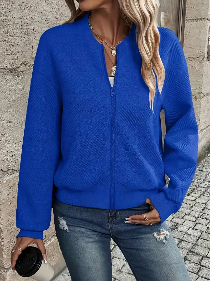 Chaqueta Con Cremallera Frontal Y Corte Holgado Para Mujer | Ideal Para Uso Diario O Entretiempo