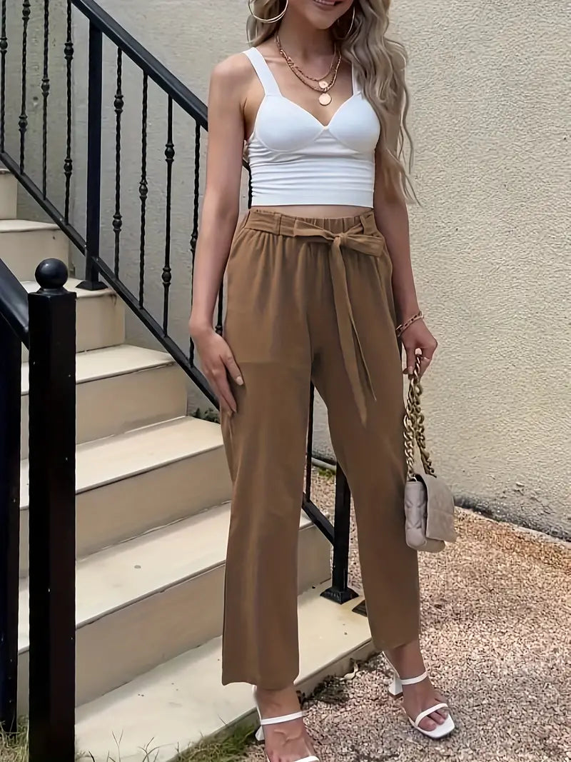 Pantalón Con Cintura Ajustable Y Pierna Recta Para Mujer | Ideal Para Uso Diario