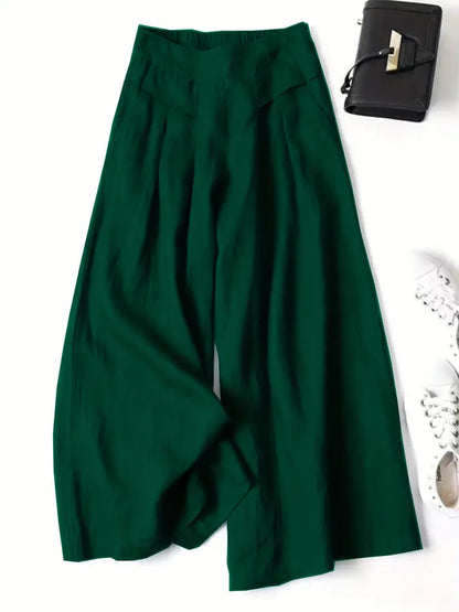 Pantalón De Corte Amplio Con Cintura Elástica Trasera Y Bolsillos Laterales Para Mujer | Ideal Para Uso Diario