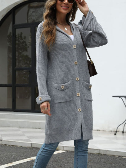 Cardigan Largo Con Botones Y Bolsillos Para Mujer | Ideal Para Superposición Y Uso Diario