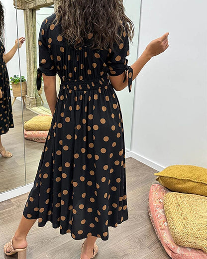 Vestido Midi con Estampado de Lunares para Mujer | Ideal para Salidas y Eventos de Verano