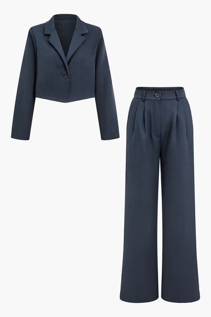Conjunto De Blazer Corto Y Pantalón De Cintura Alta | Uso Profesional Y Versátil