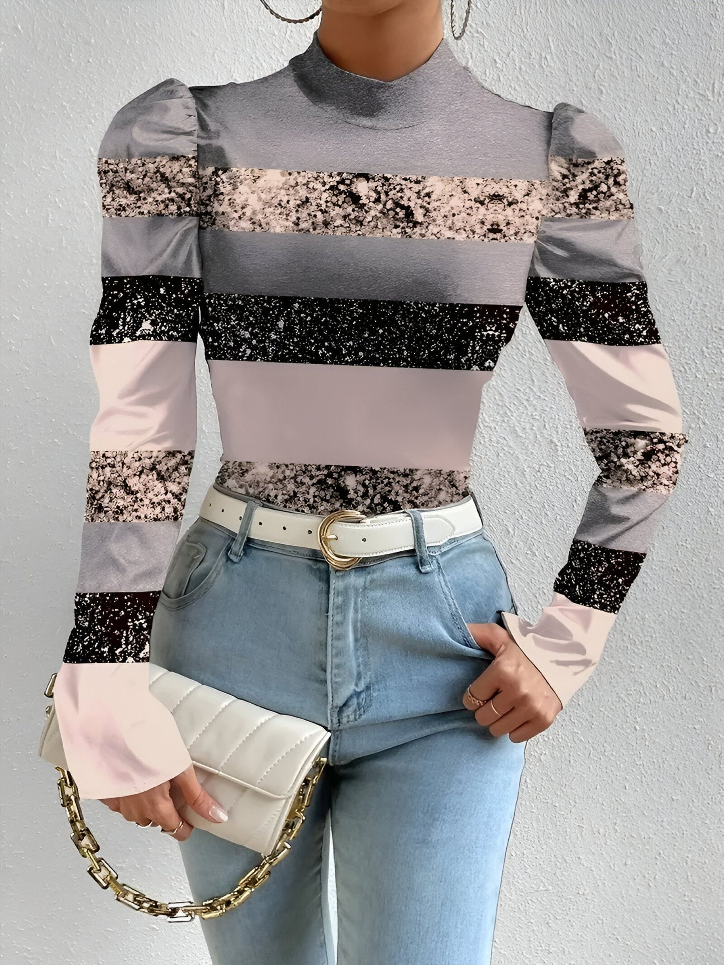 Blusa Con Motivo Floral Y Mangas Abullonadas Para Mujer | Ideal Para Uso Diario Y Salidas