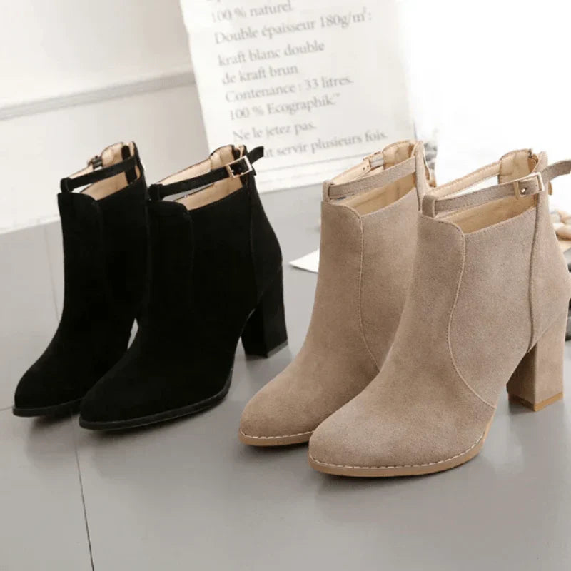 Botines con Tacón de Bloque Alto para Mujer | Ideal para Uso Diario y Eventos