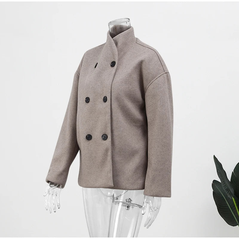 Abrigo De Invierno Con Corte Suelto Y Botones Dobles Para Mujer | Ideal Para Invierno
