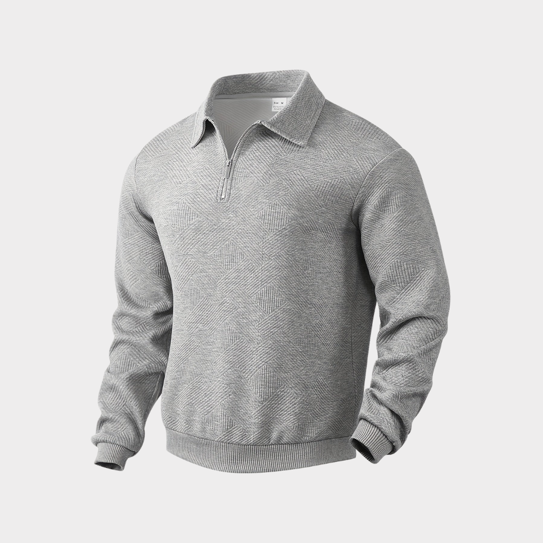 Sudadera De Corte Amplio Con Motivo Geométrico Y Cuello Con Media Cremallera Para Hombres | Ideal Para Uso Diario E Informal