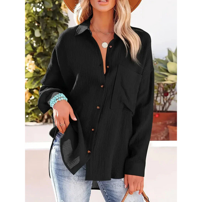 Camisa Con Corte Recto Y Mangas Largas Para Mujer | Ideal Para Uso Diario Y Profesional