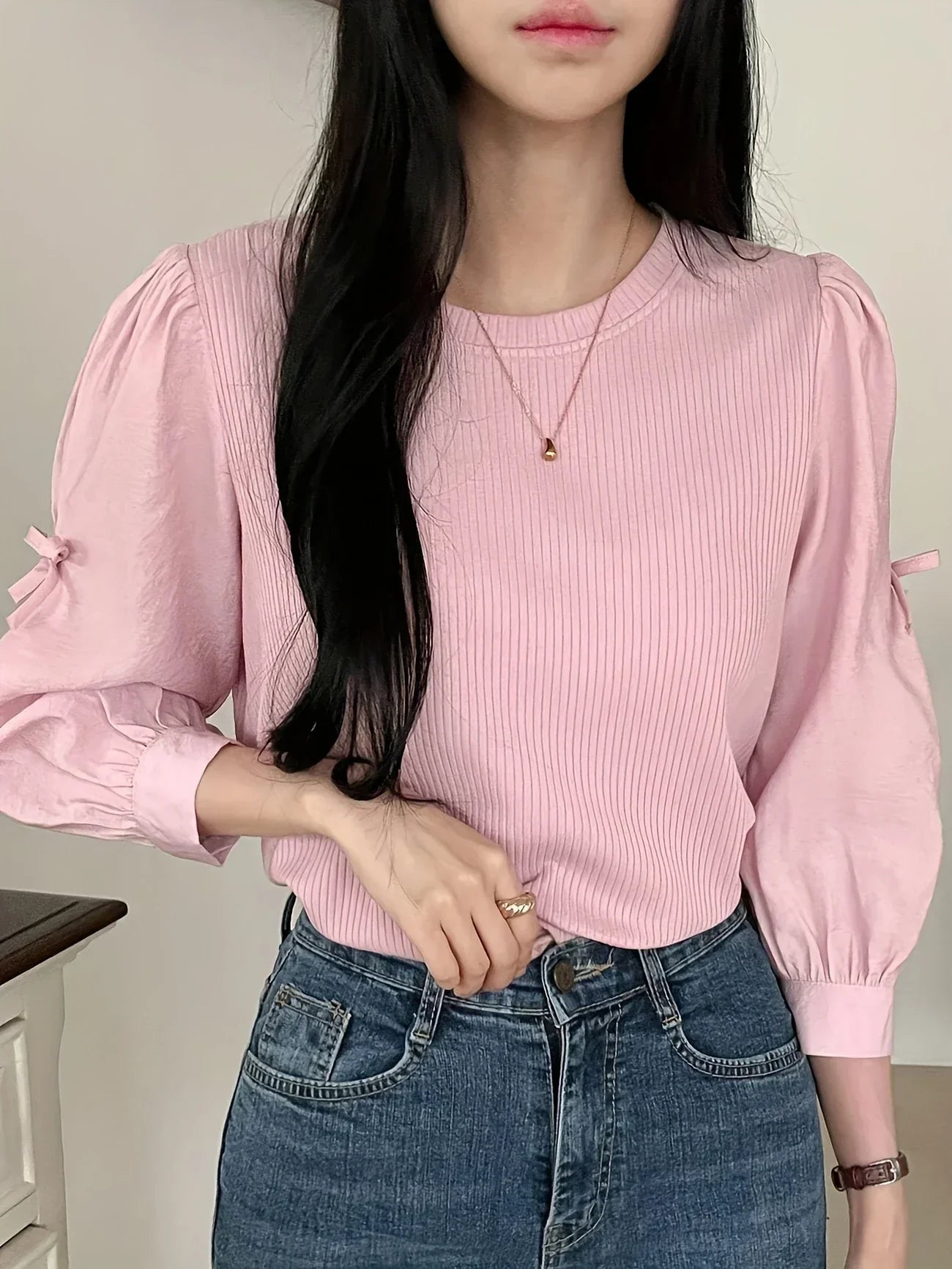 Blusa Con Detalle De Nudo En El Cuello Para Mujer | Ideal Para Uso Diario Y Oficina