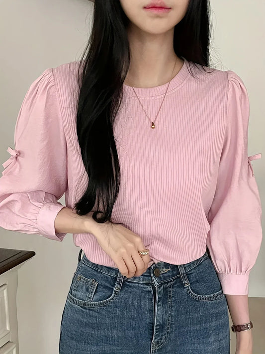 Blusa Con Detalle De Nudo En El Cuello Para Mujer | Ideal Para Uso Diario Y Oficina