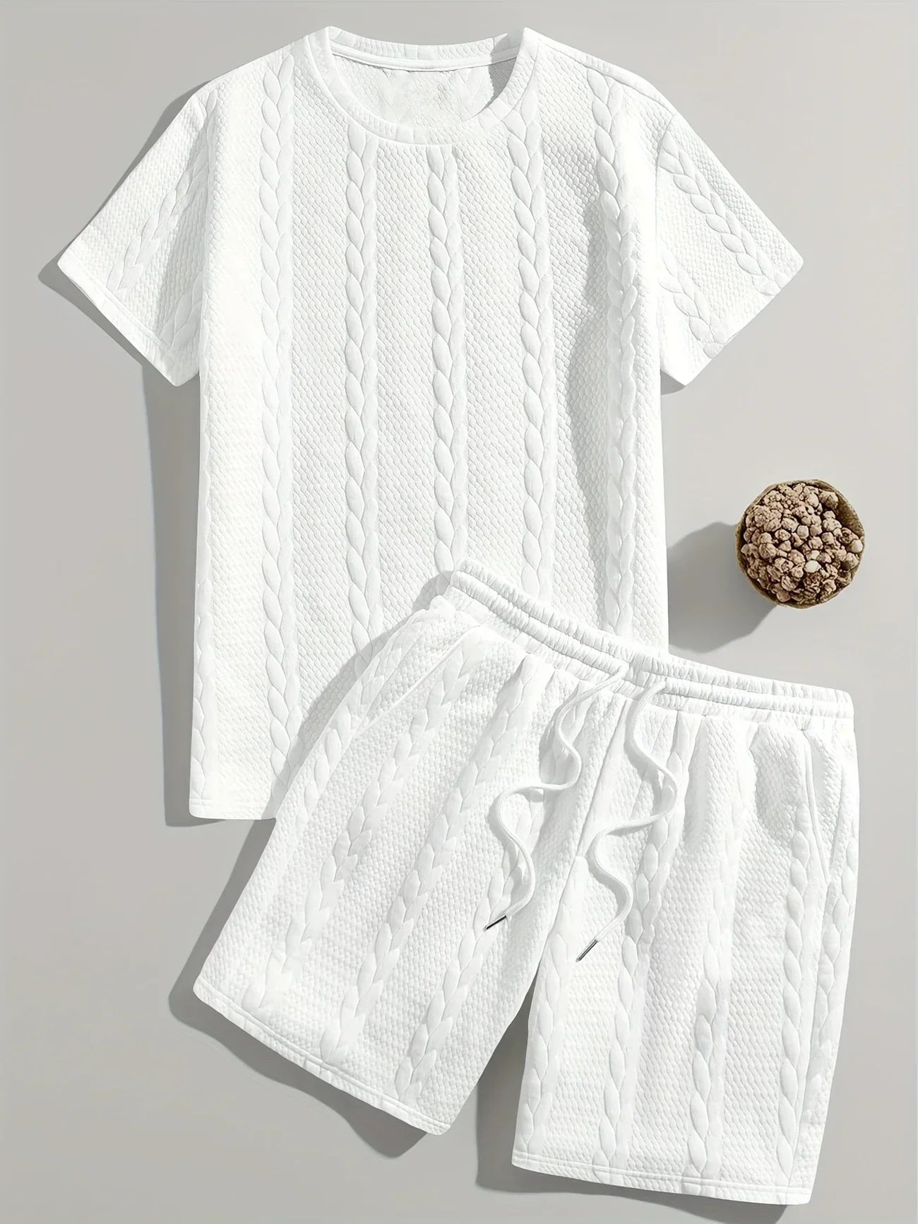 Conjunto de Dos Piezas con Motivo Trenzado en Relieve para Mujer | Ideal para Uso Diario