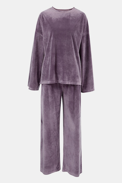 Conjunto De Dos Piezas con Top De Manga Larga y Pantalón con Cordon para Adultos | Ideal para Uso Diario