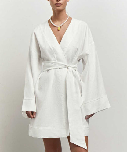 Vestido Corto Cruzado con Lazo Ajustable para Mujer | Ideal para Uso Diario