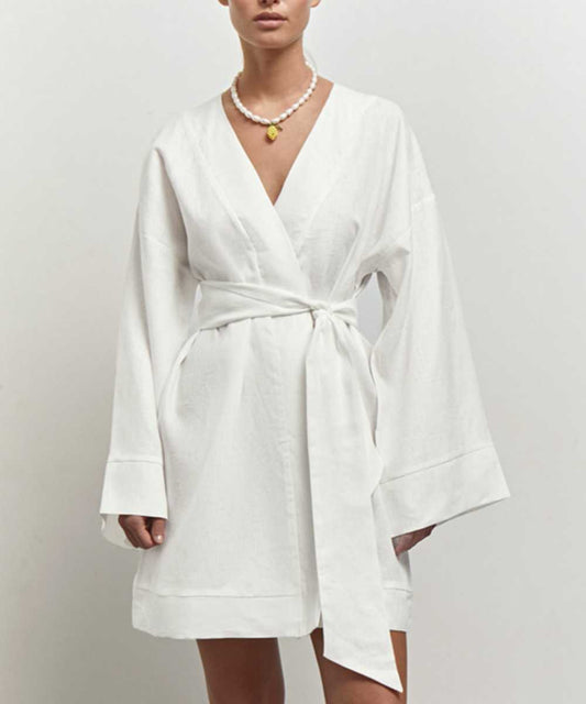 Vestido Corto Cruzado con Lazo Ajustable para Mujer | Ideal para Uso Diario