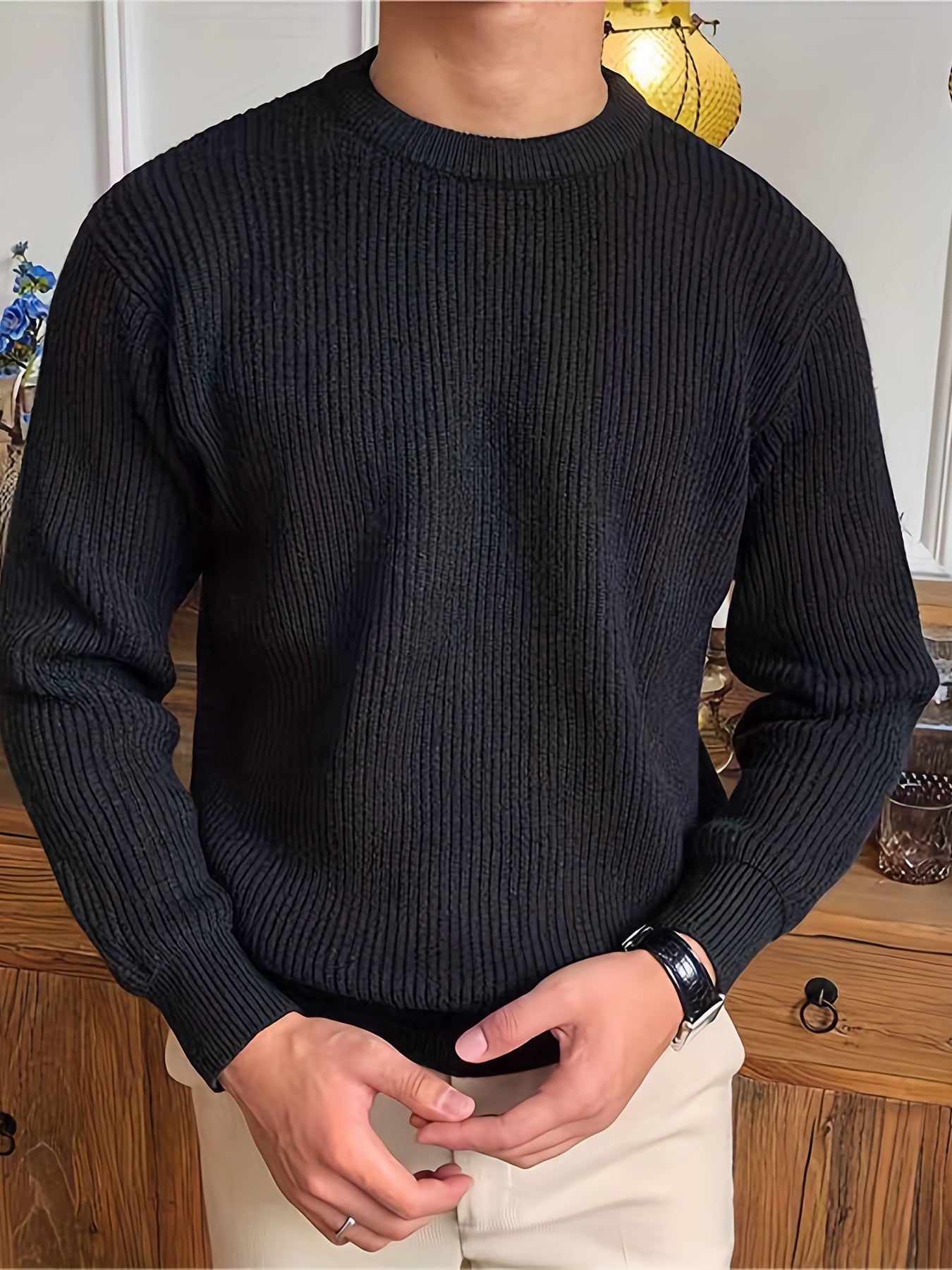 Jersey de Punto para Hombre con Diseño Trenzado | Ideal para Uso Diario