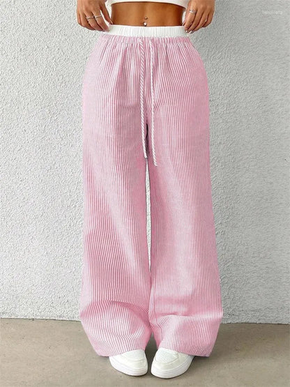 Pantalón Ancho con Rayas Verticales para Mujer | Ideal para Uso Diario y Salidas