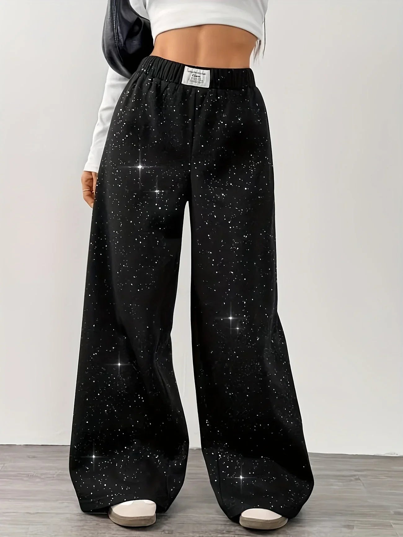 Pantalón Ancho de Cintura Alta con Estampado para Mujer | Ideal para Uso Diario y Salidas