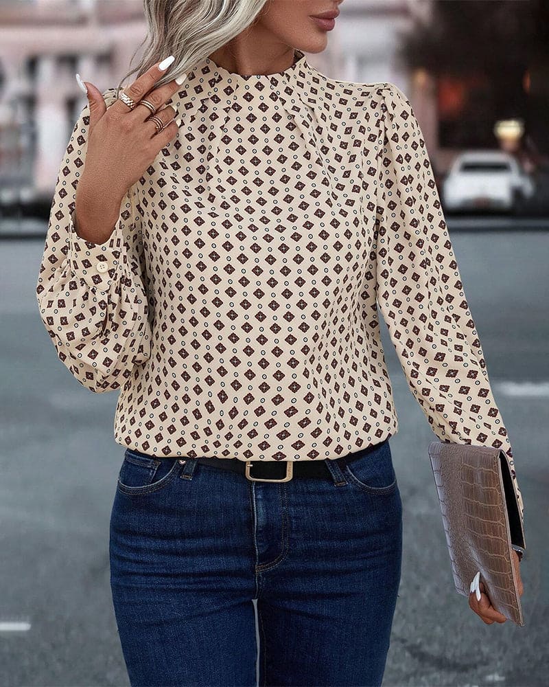Blusa de Mangas Largas con Motivo Impreso y Corte Amplio Pullover para Mujeres | Ideal para Uso Diario