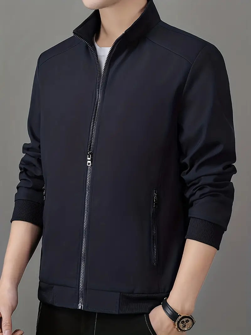Chaqueta Ligera con Cierre de Cremallera y Cuello Alto para Hombre | Ideal para Uso Diario