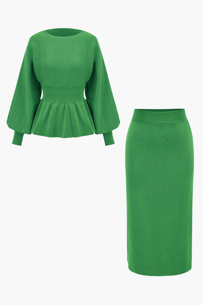 Conjunto De Dos Piezas Para Mujer Con Top Peplum Y Falda Lápiz | Ideal Para Uso Diario Y Trabajo